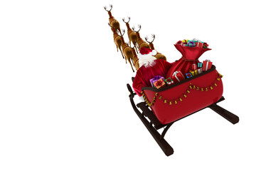 High angle view of Santa Claus riding on sled during Christmas