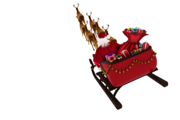 High angle view of Santa Claus riding on sled during Christmas