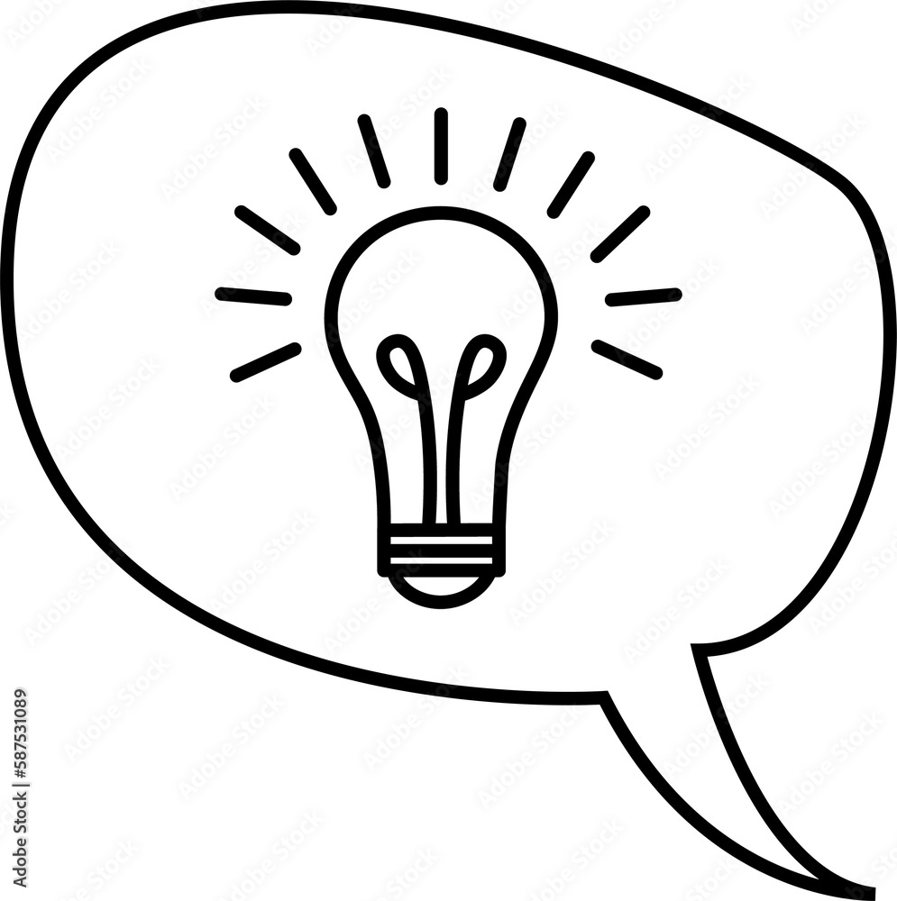 Poster vector image of bulb icon on speech bubble