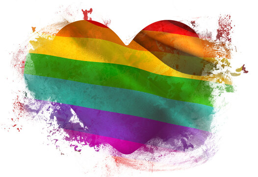Heart shaped rainbow flag