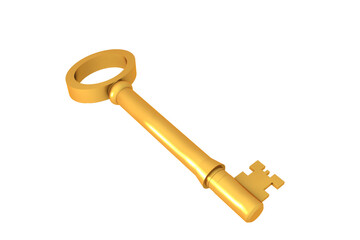 Digitally generated shiny gold key