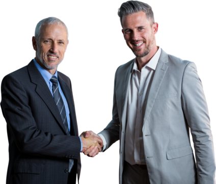 Smiling business partners shaking hands