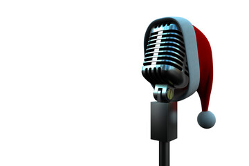 Retro microphone with santa hat