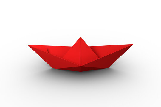 Fototapeta Digitally generated image of origami paper boat