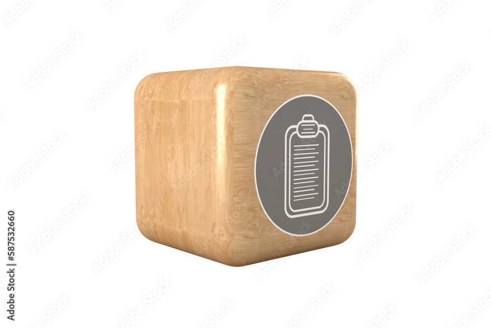 Poster computer graphic image of clipboard icon on cube