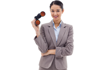Portrait of a businesswoman holding binoculars