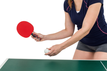 Female athlete playing table tennis