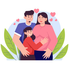Obraz premium Girl And Happy Parents Illustration