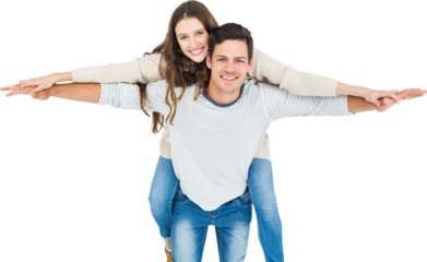 Portrait of young couple piggybacking
