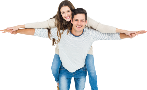 Portrait of young couple piggybacking