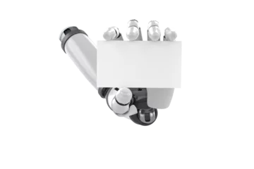 Tuinposter Digital image of robot hand holding placard © vectorfusionart