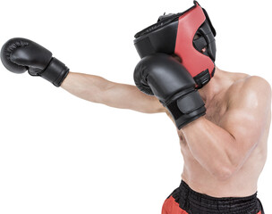 Side view of boxer hitting straight
