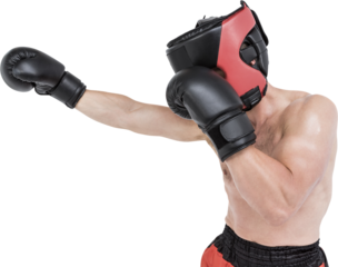 Side view of boxer hitting straight