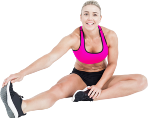 Portrait of woman stretching leg