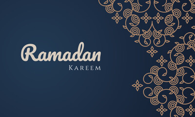 Ramadan Kareem Greeting Card based on traditional Islamic art florals. - Vector.