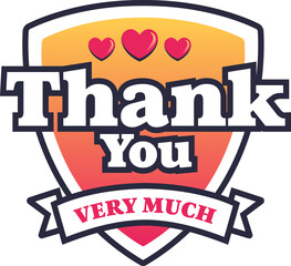 Thank You very much text on badge icon