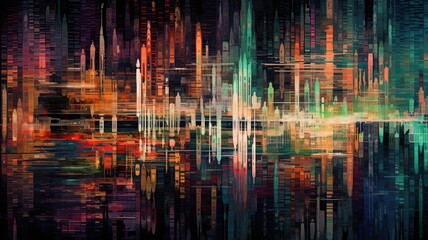 Digital glitch art background illustration with Generative AI