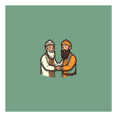 muslim shake hands vector logo