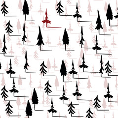 Woodland or forest in the form of cartoon trees