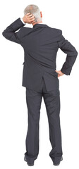 Rear view of doubtful mature businessman 