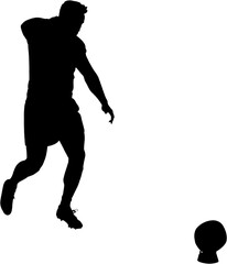 Male athlete kicking ball