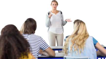 Teacher teaching students in class