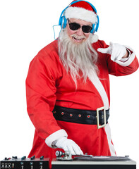 Obraz premium Santa Claus playing sound mixer