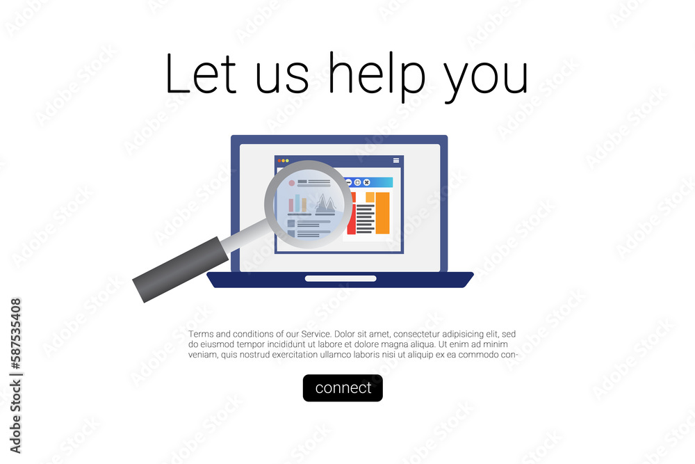 Poster let us help you text with computer icon