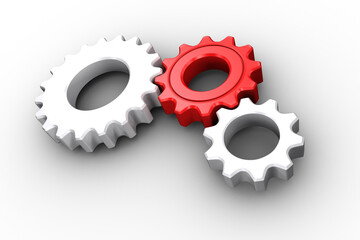 White and red cogs and wheels