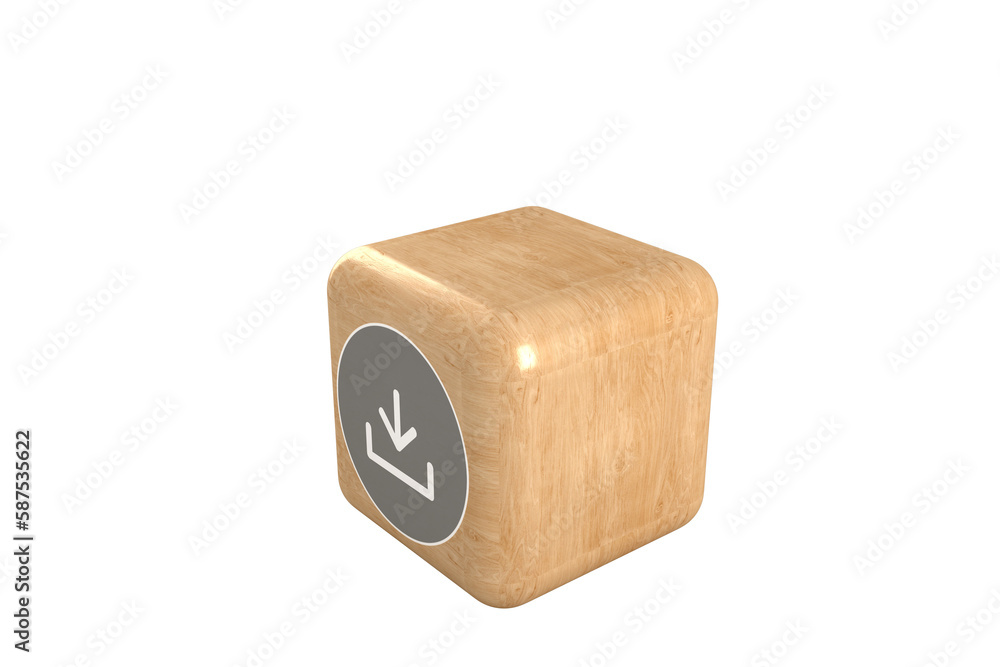 Poster digitally generated image of downloading sign on cube