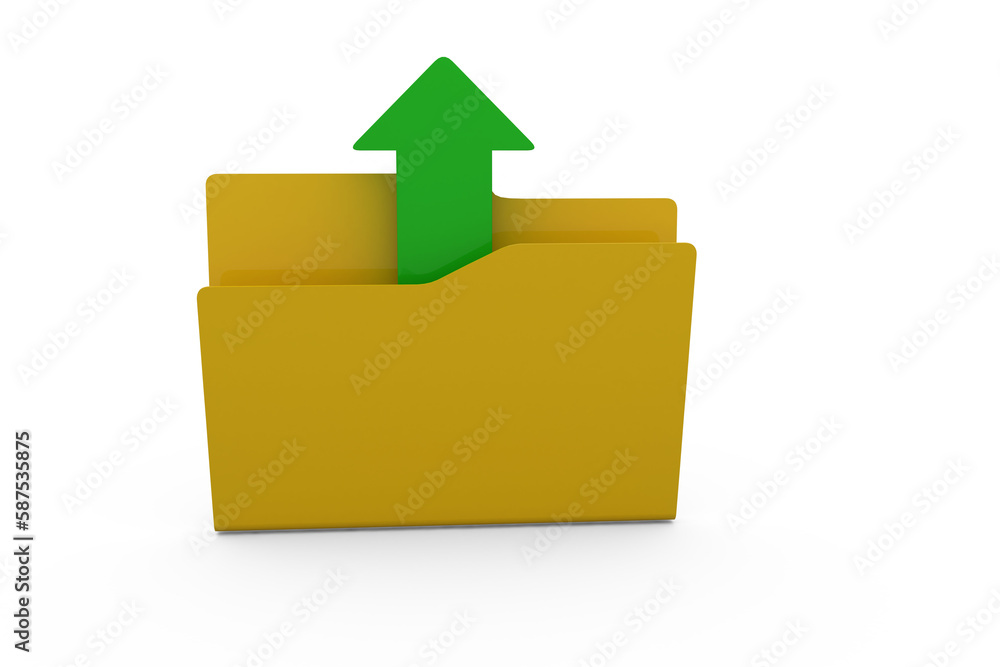 Poster yellow folder with uploading symbol