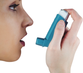 Close up on an asthmatic woman 