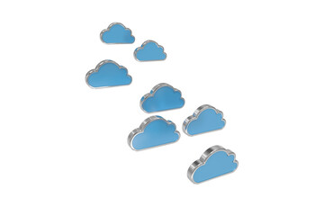 Blue cloud shapes over white background