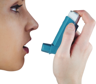 Close up on an asthmatic woman 