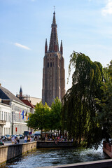Fototapeta na wymiar Bruges, Belgium, August 2015: Church of our lady Bruges