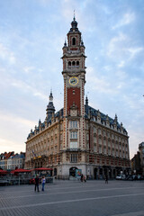 Fototapeta na wymiar Chamber of commerce with belfry in Lille - France