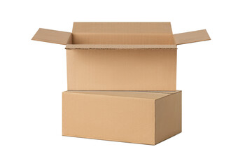 several cardboard boxes for delivery, parcels. On an empty background. PNG