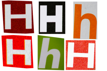 Letter h magazine cut out font, ransom letter, isolated collage elements for text alphabet, ransom note