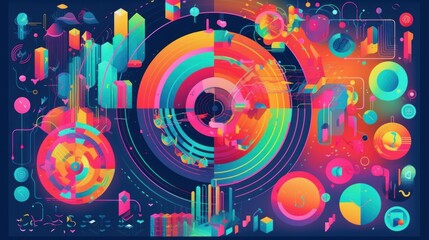 A brightly colored data explosion concept background. Generative AI. 