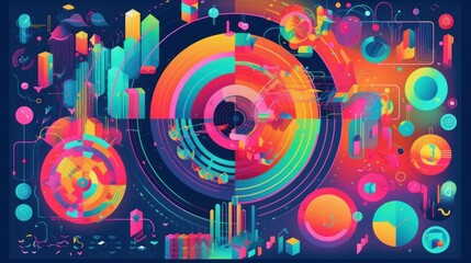 Obraz premium A brightly colored data explosion concept background. Generative AI. 