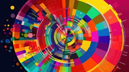 A brightly colored data explosion concept background. Generative AI. 