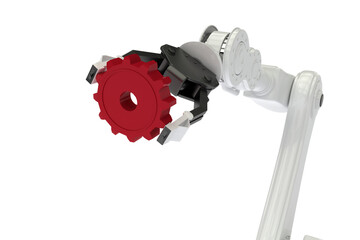 Cropped image of hydraulics hand with red gear