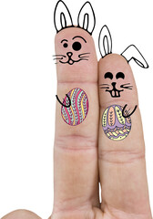 Close up of fingers representing Easter bunny 