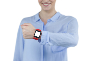 Businesswoman wearing smartwatch
