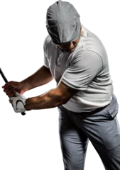 Papier Peint photo Lavable Golf Portrait of golf player taking a shot