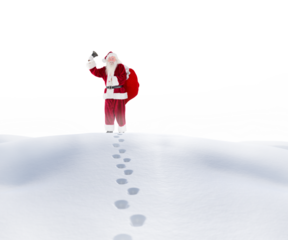 Santa walking in the snow