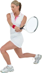 Poster Athlete playing tennis with a racket  © vectorfusionart