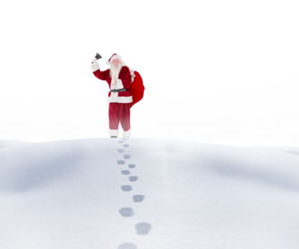 Santa walking in the snow