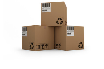 Stack of cardboard courier boxes