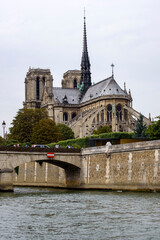 Fototapeta na wymiar Paris, France, August 2015: Famous Cathedral of Notre Dame de Paris